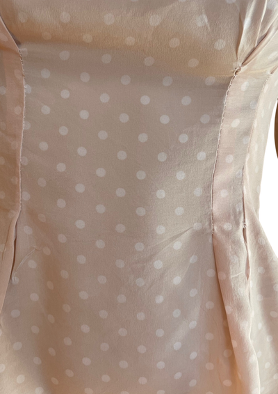 🌸 Blouse beige rosé en soie à pois - Taille 34