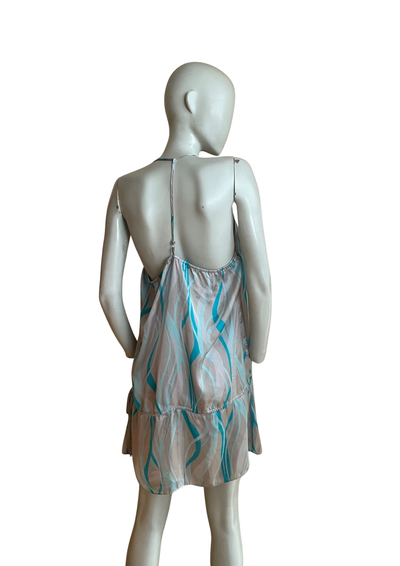 🌙 Nuisette Fluide  Imprimé Vagues Turquoise – Taille 46 🌙