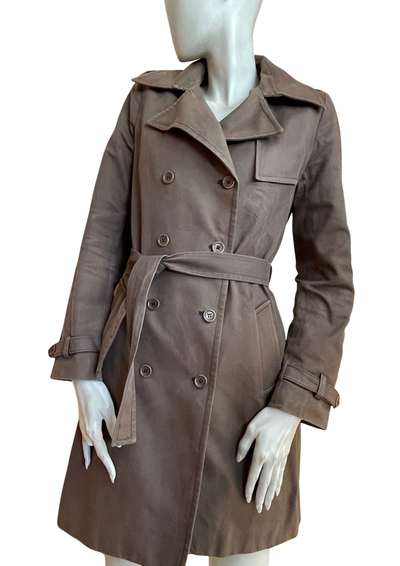 🧥 Trench coat  en coton marron – Taille 38 ✨🌿