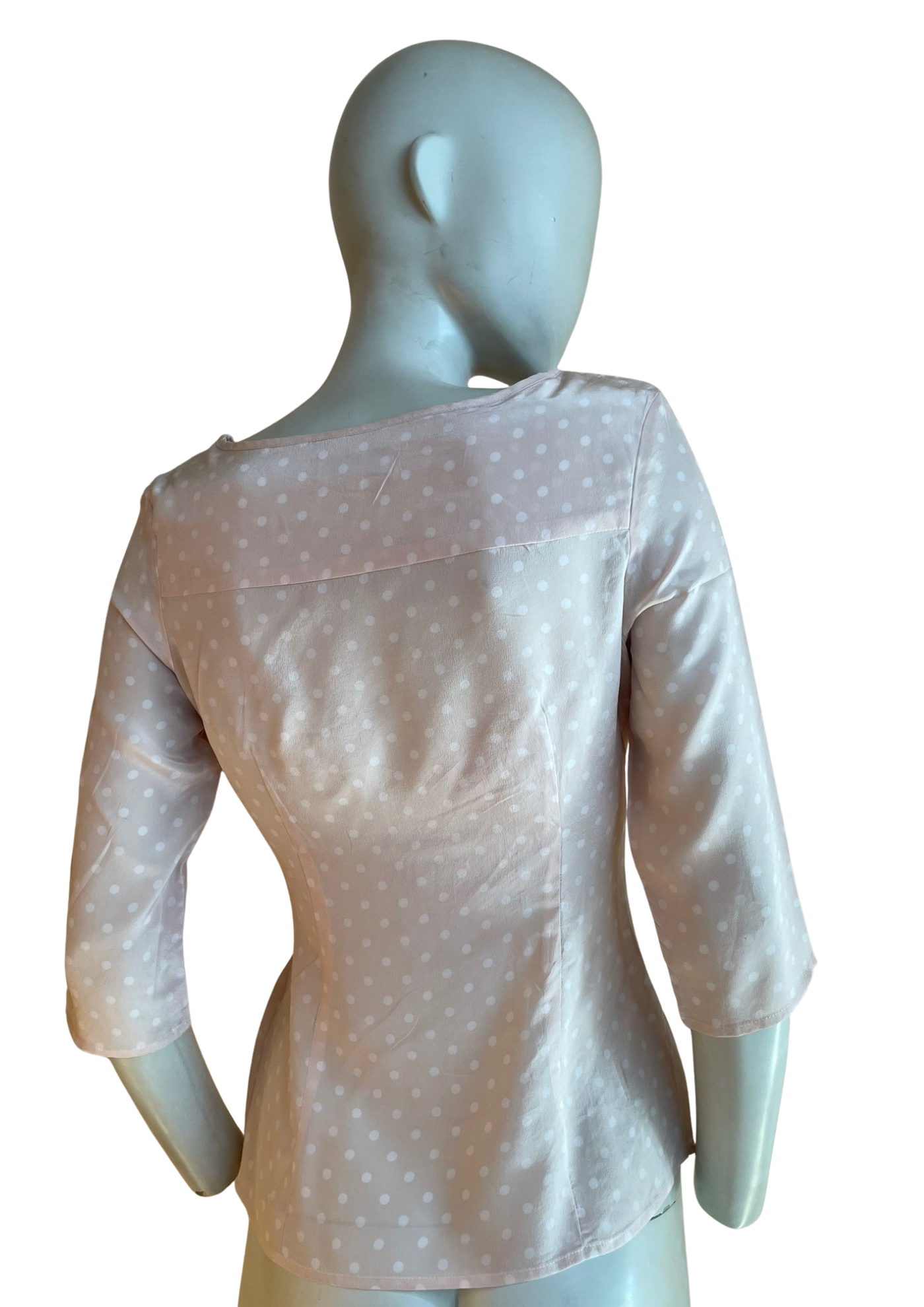 🌸 Blouse beige rosé en soie à pois - Taille 34