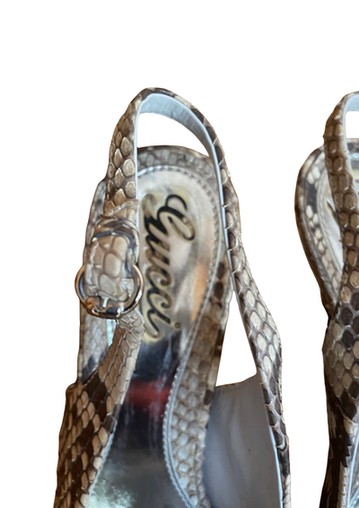 🐍 Sandales à talons en cuir python Pointure 36.5 🐍
