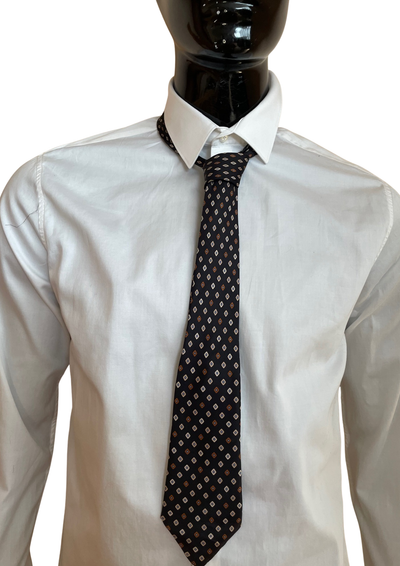 🕴️ Cravate en Soie Pure 🖤🤎✨ Motif Vintage Élégant