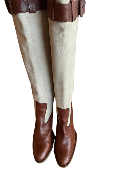 👢 Superbes bottes en cuir et toile Pointure 39 👢