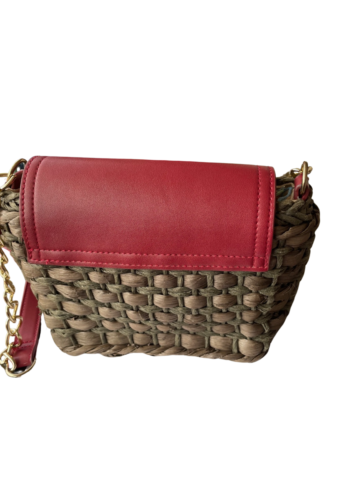👜 Magnifique sac tressé avec rabat rouge👜