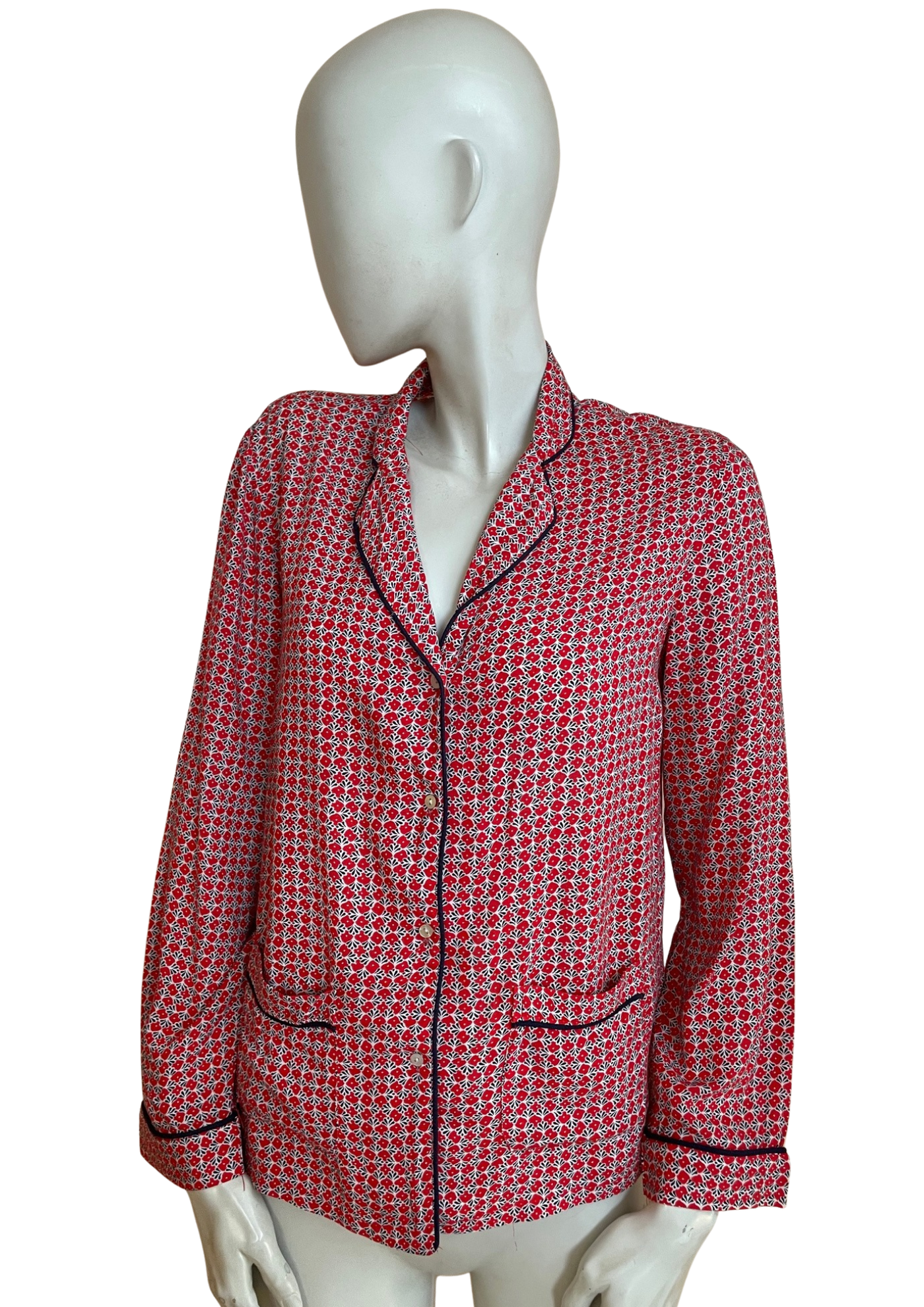 🌺 Chemise imprimée rouge & noire – Taille 36 🌸👚