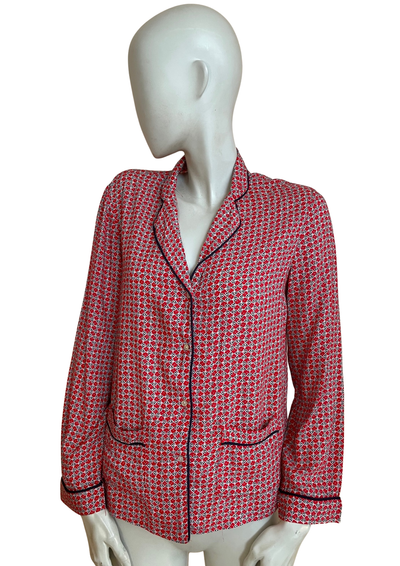 🌺 Chemise imprimée rouge & noire – Taille 36 🌸👚