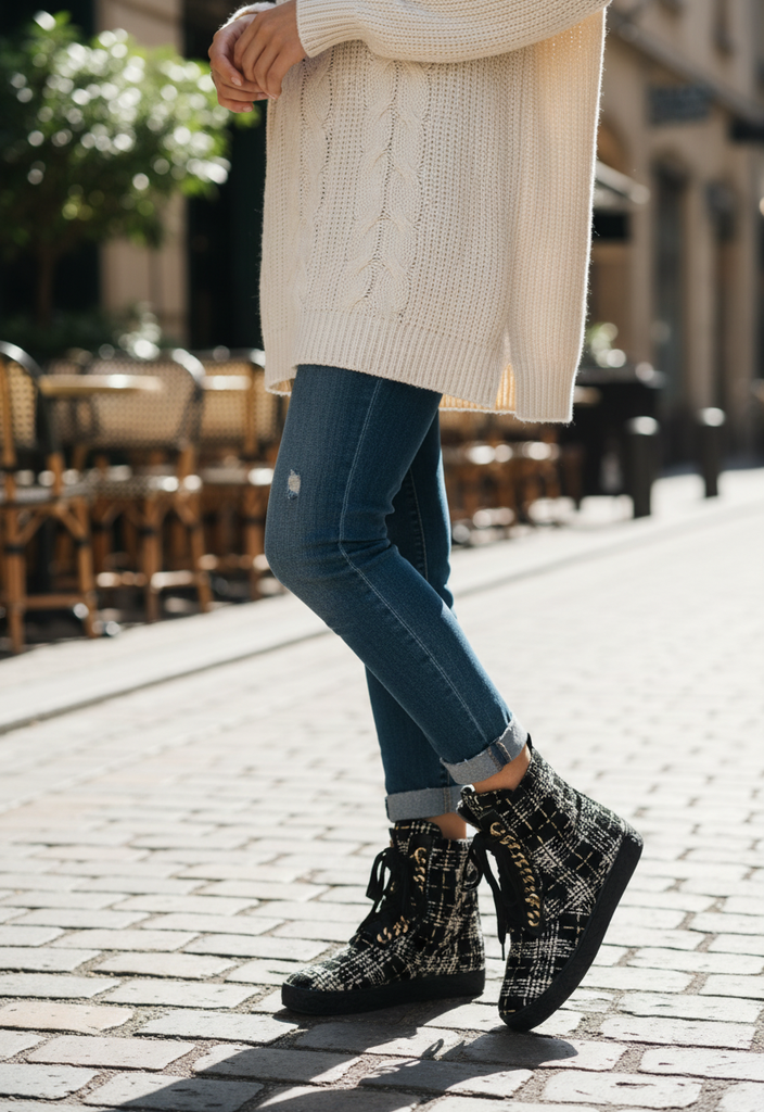 🖤 Baskets en tweed noir et blanc Pointure 40 🖤