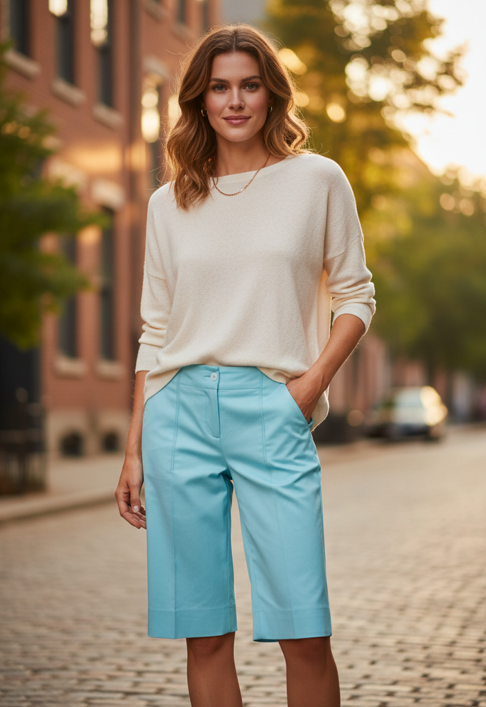 💎 Bermuda turquoise – Made in Italy Taille 36 (Neuf) 🇮🇹✨