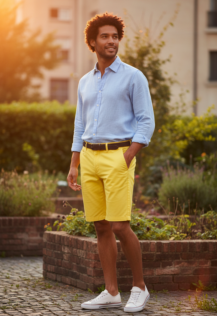 💛 Bermuda jaune style estival Taille 42☀️🇮🇹
