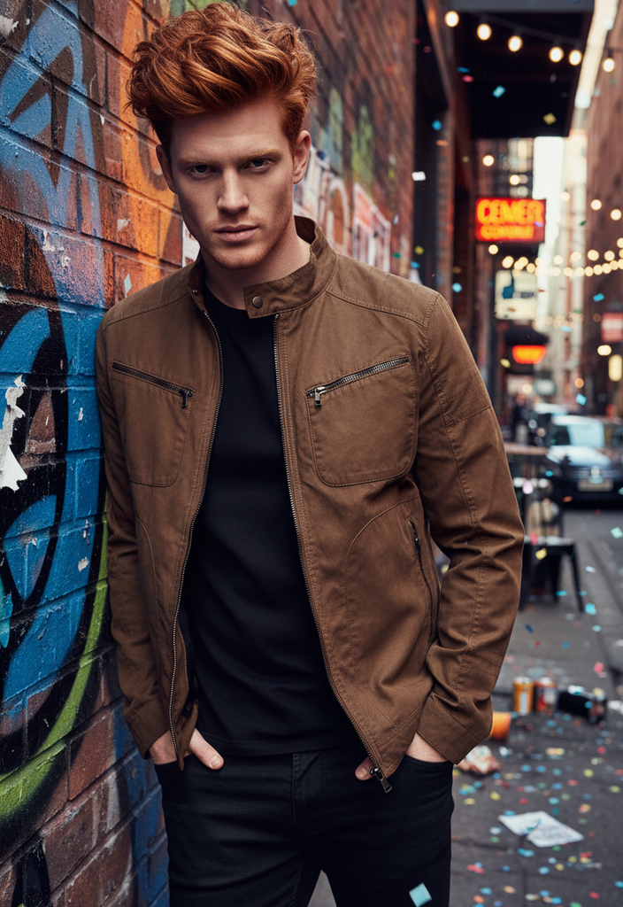 Blouson Marron Homme 🔥 Style Casual Doublure Carreaux – Taille M 🧥✨