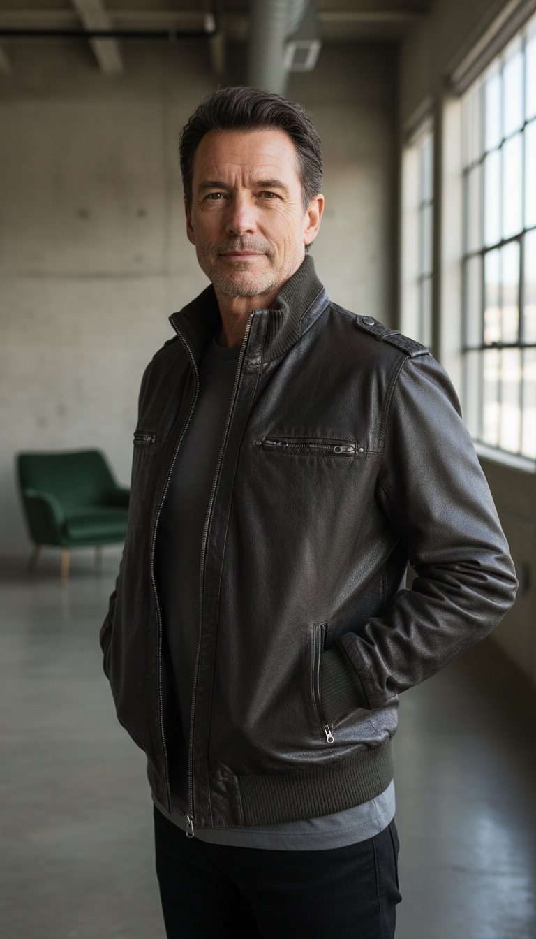 🧥 Blouson cuir marron chocolat Taille  L 🤎