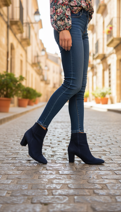 Bottines Casadel Vero Cuoio - Taille 8 - Gris Daim Et Cuir Verni Noir - Occasion En Excellent état
