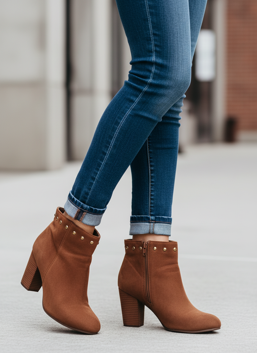 👢 Boots à talons cognac en suède – Pointure 37 ✨