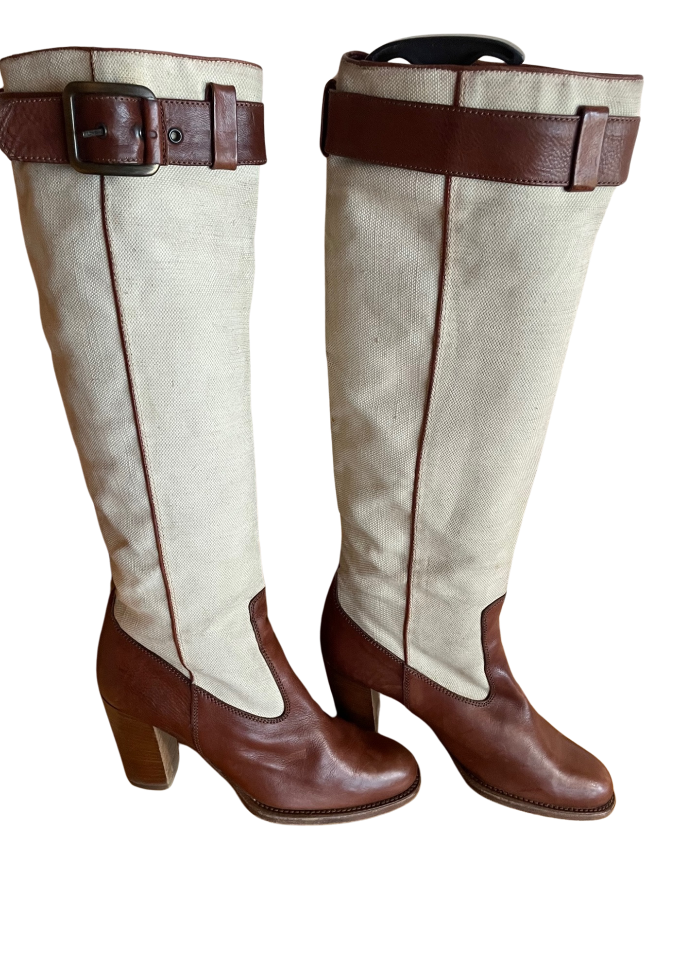 👢 Superbes bottes en cuir et toile Pointure 39 👢