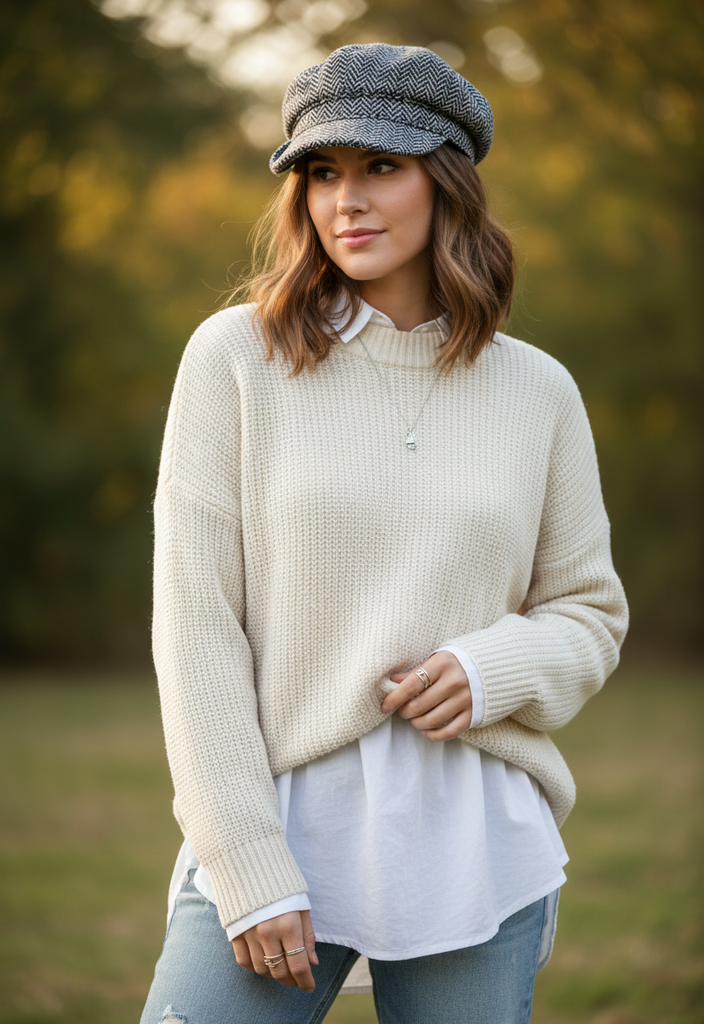 🧢✨ Casquette Gavroche – Motif chevrons chic Taille M (Neuve) 🌿🤎