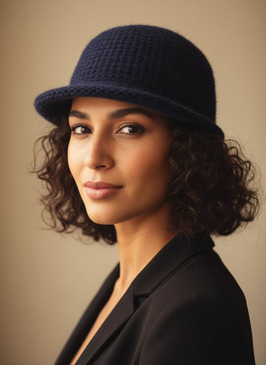 🧢 Chapeau en maille bleu marine – Taille 57