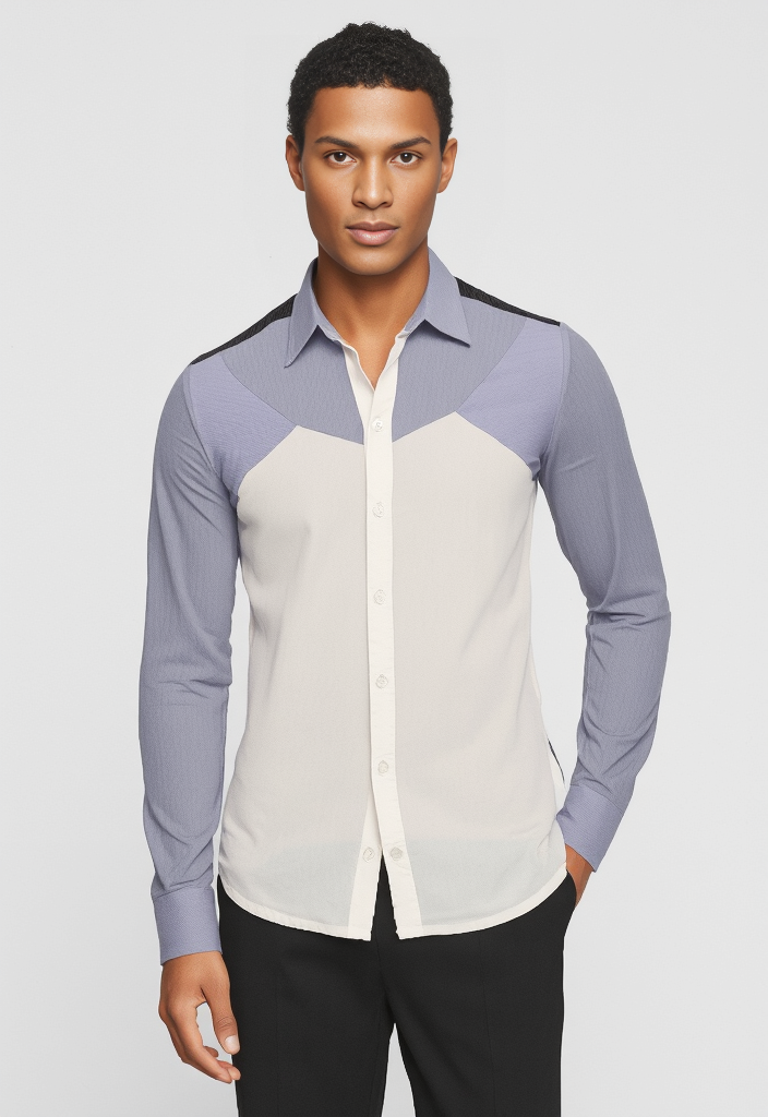 🌟 Chemise Bicolore Coton avec Détails Wax 🌟 – Taille S