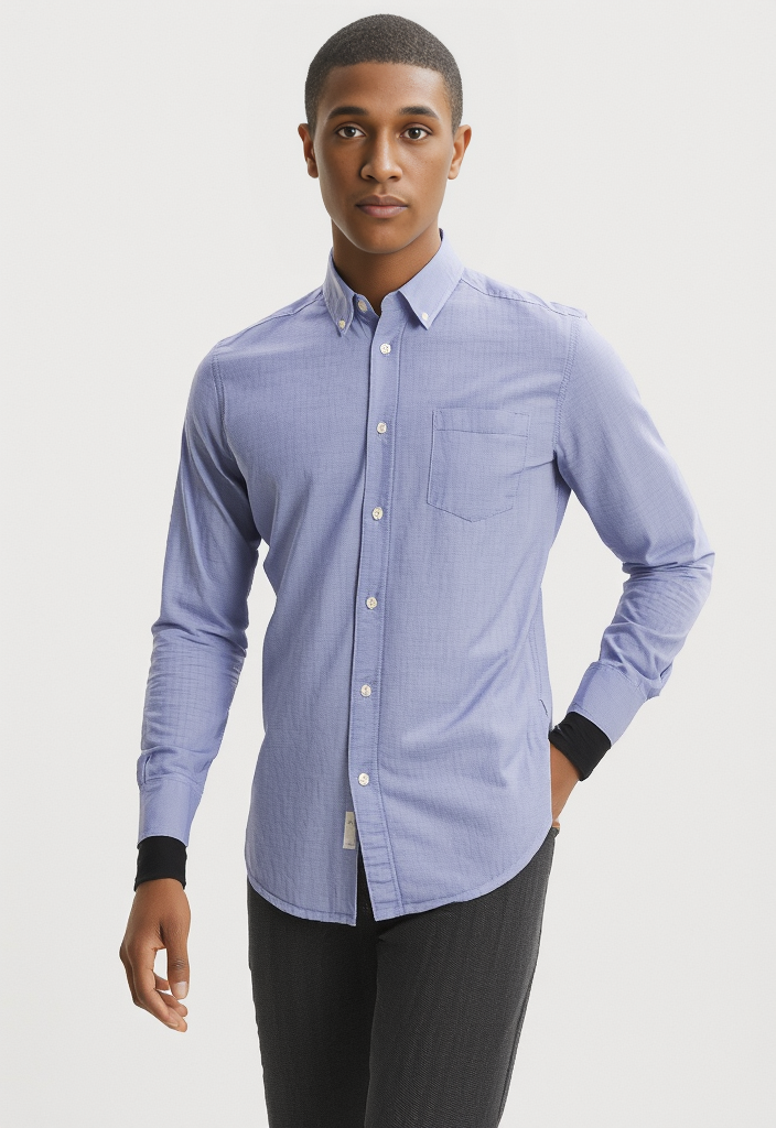 👔 Chemise Homme Bleu Clair – 100% Coton, Taille S