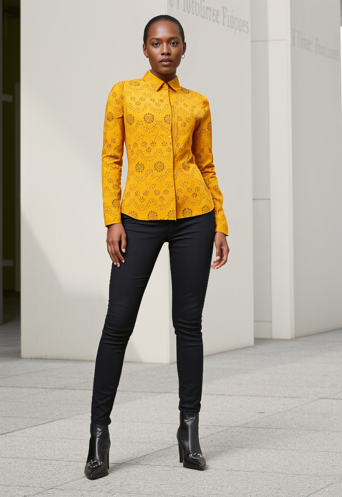 🌼 Chemisier jaune en dentelle ajourée Taille 36🌼