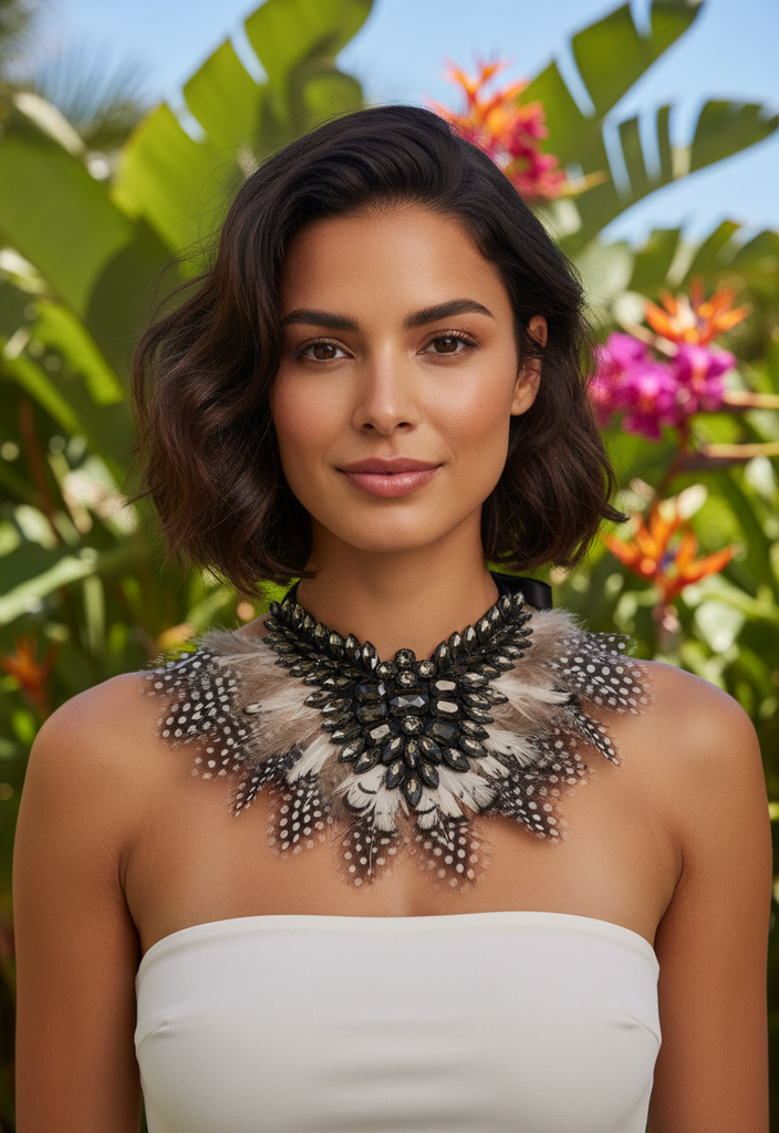 🌟 Collier Plumes de faisan & Pierres 💎🪶