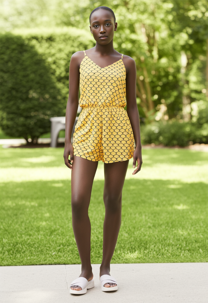 🌼☀️ Combishort  imprimé éventails – Taille 38 ✨