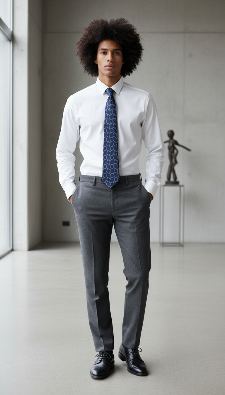 💙👔 Cravate Motifs Géométriques en Soie Bleu Nuit 👔💙