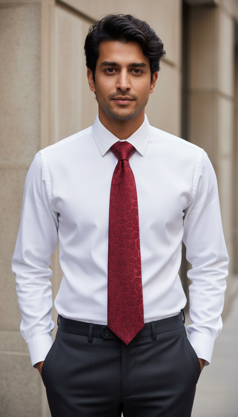 🎀 Cravate bordeaux motif cachemire – 100% soie 🎀