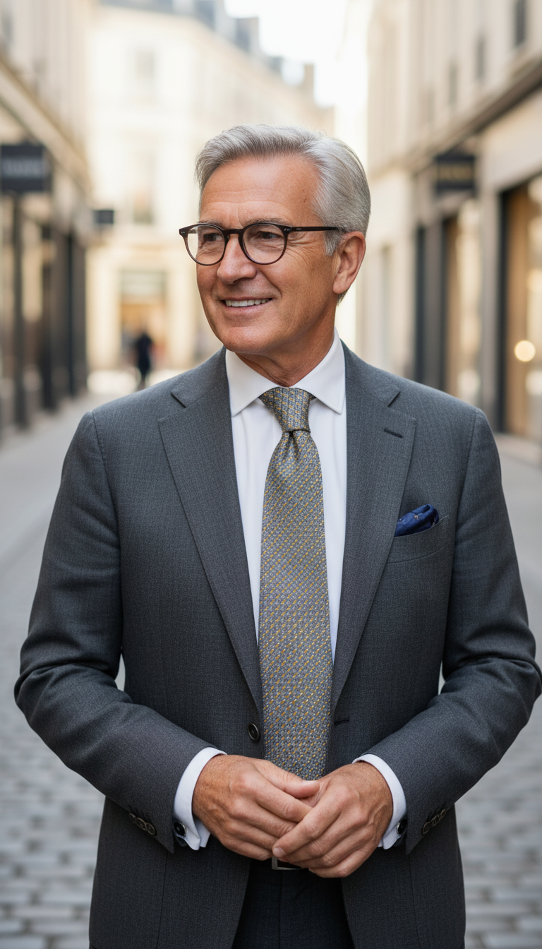 🟨 Cravate motif géométrique gris & jaune Élégance intemporelle ✨