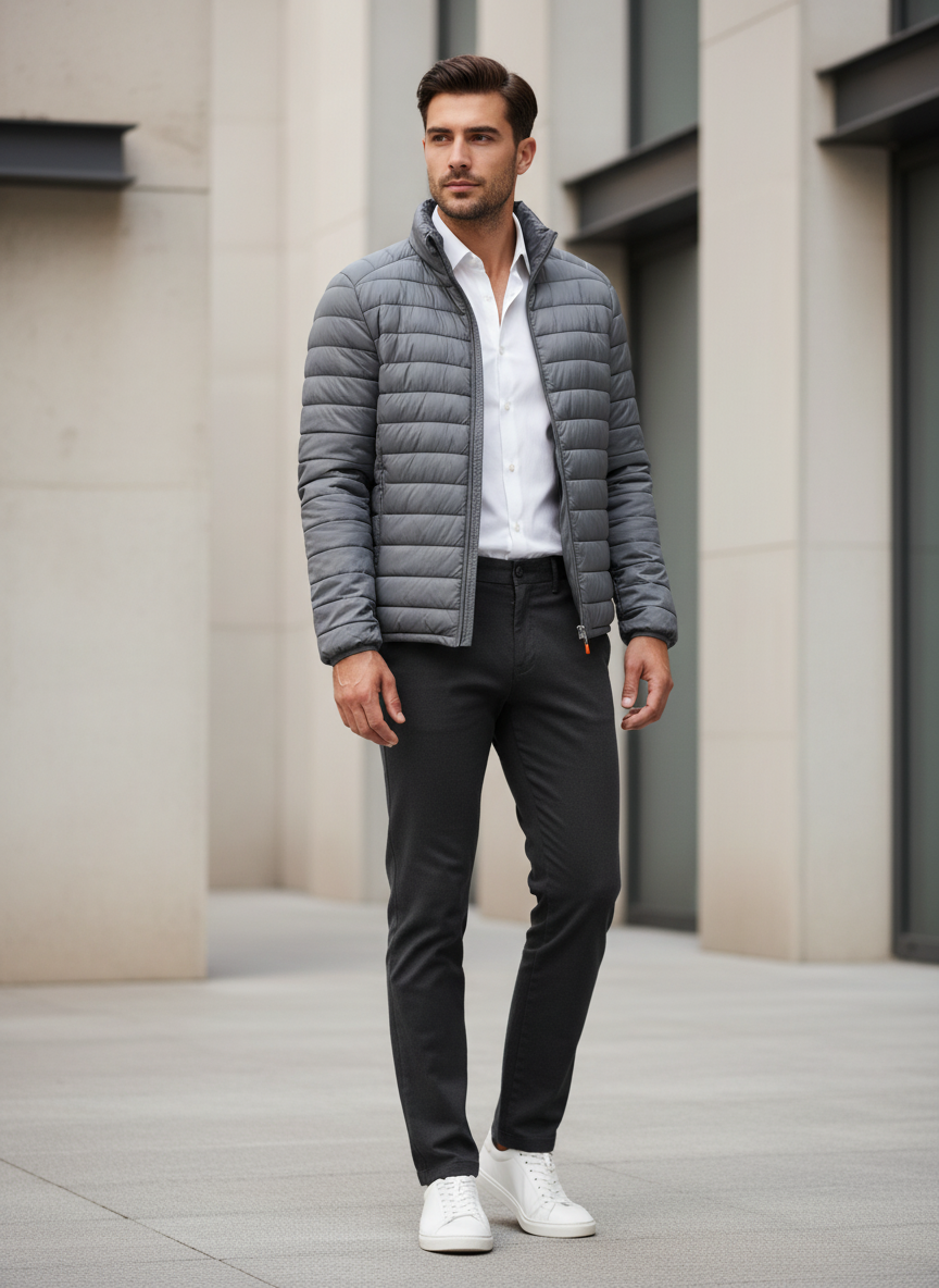 🧥 Doudoune grise légère – Homme (Taille L) 🌿✨