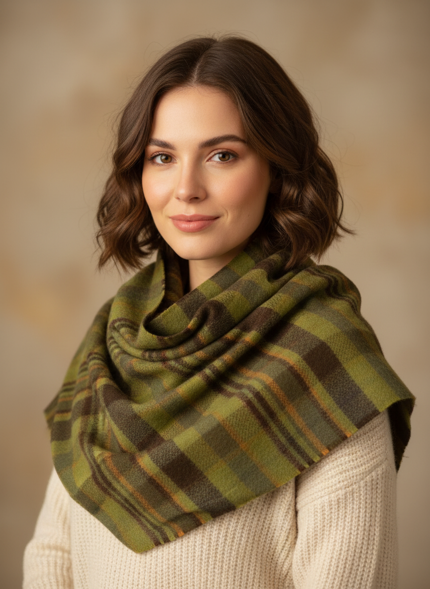 🌿🧣 Écharpe à Carreaux Multicolore – Style Authentique & Douillet