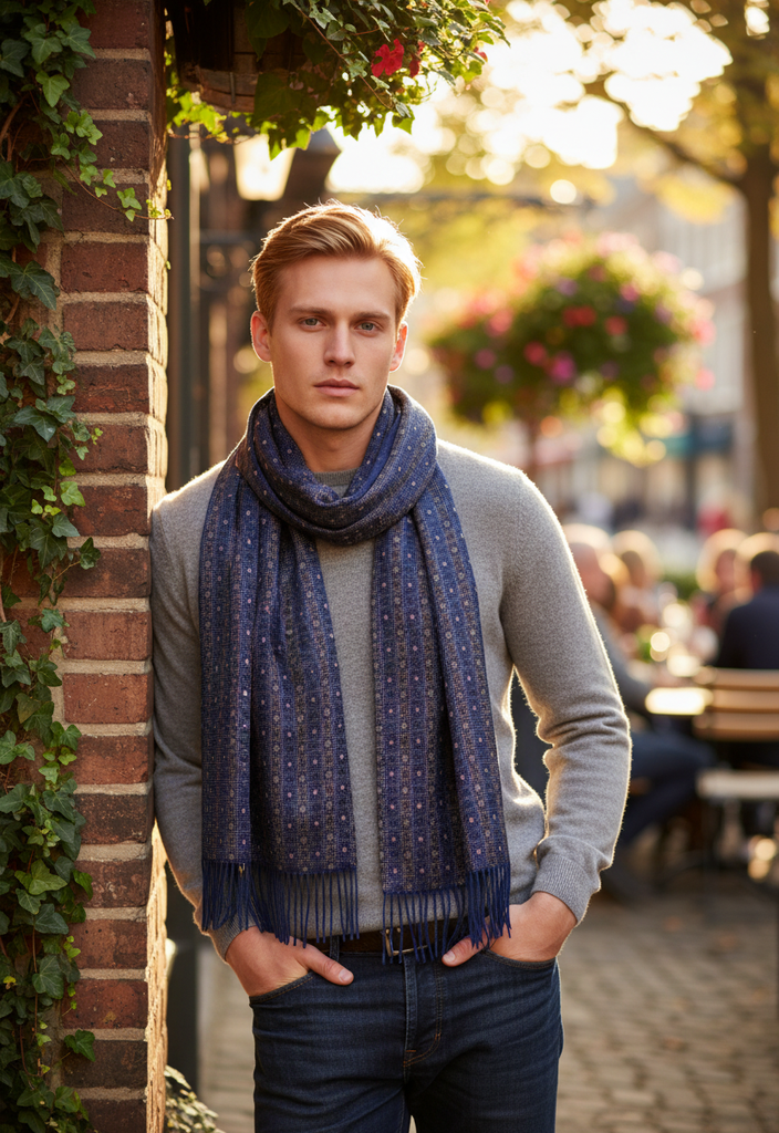 🧣 Écharpe bleu pure laine – Made in Italy ✨