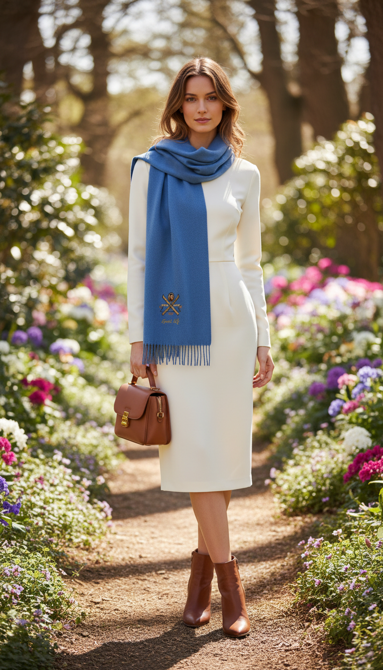 🧣✨ Écharpe 100% Laine Vierge – Bleue