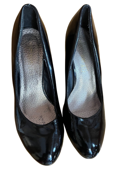 👠 Escarpins noirs vernis – Talons compensés – Pointure 40 👠