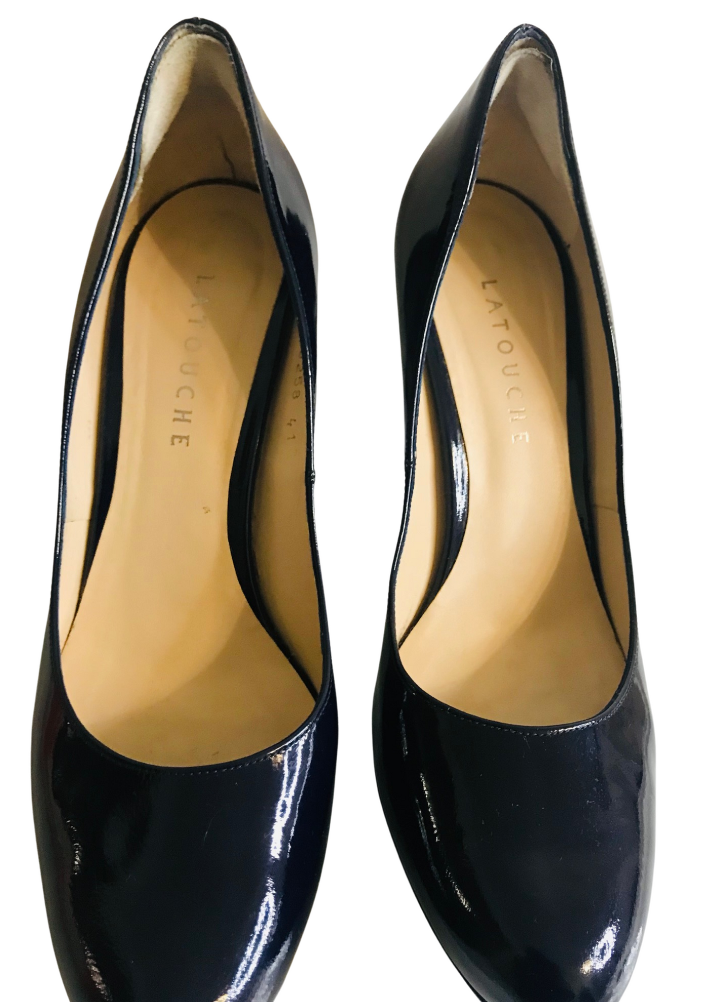 👠✨ Escarpins vernis bleu foncé – Cuir – Pointure 41 (convient 39)