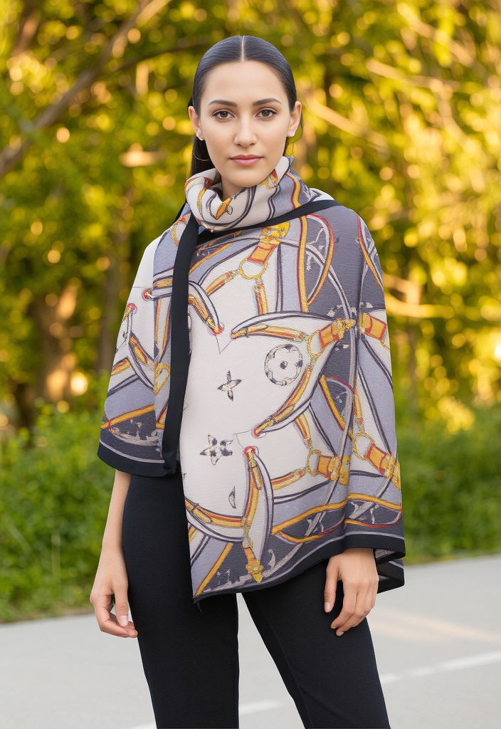🌟 Foulard motifs chaînes & boucles 🌟
