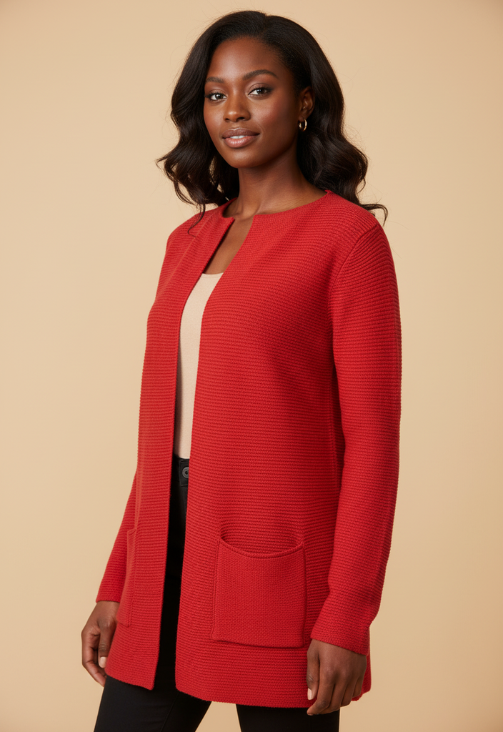 🧶 Gilet Nid d’Abeille Corail – Taille Unique 🌺