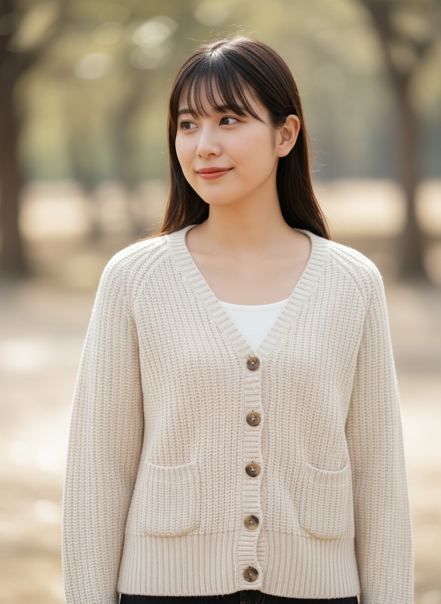 Gilet  🤍 en Laine & Angora – Blanc Cassé – Taille 34