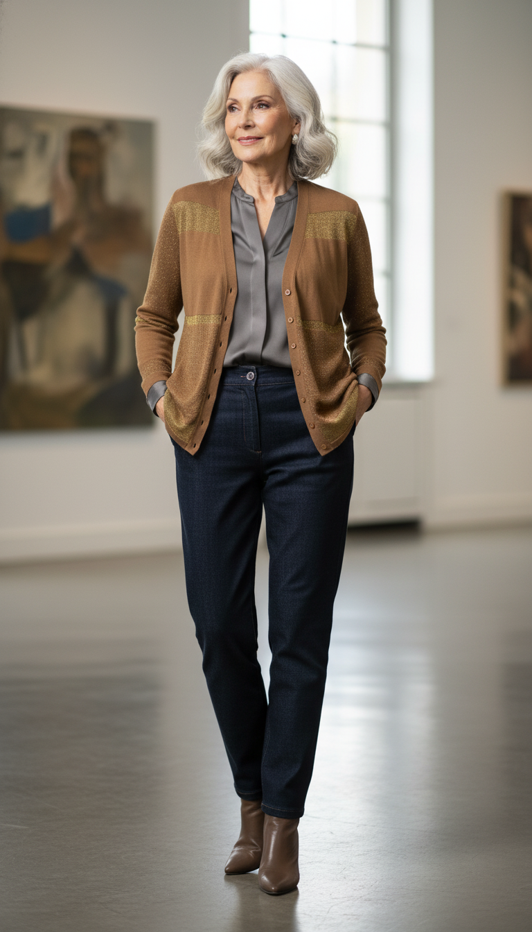 Gilet bi-matière doré marron clair Taille 40 ✨