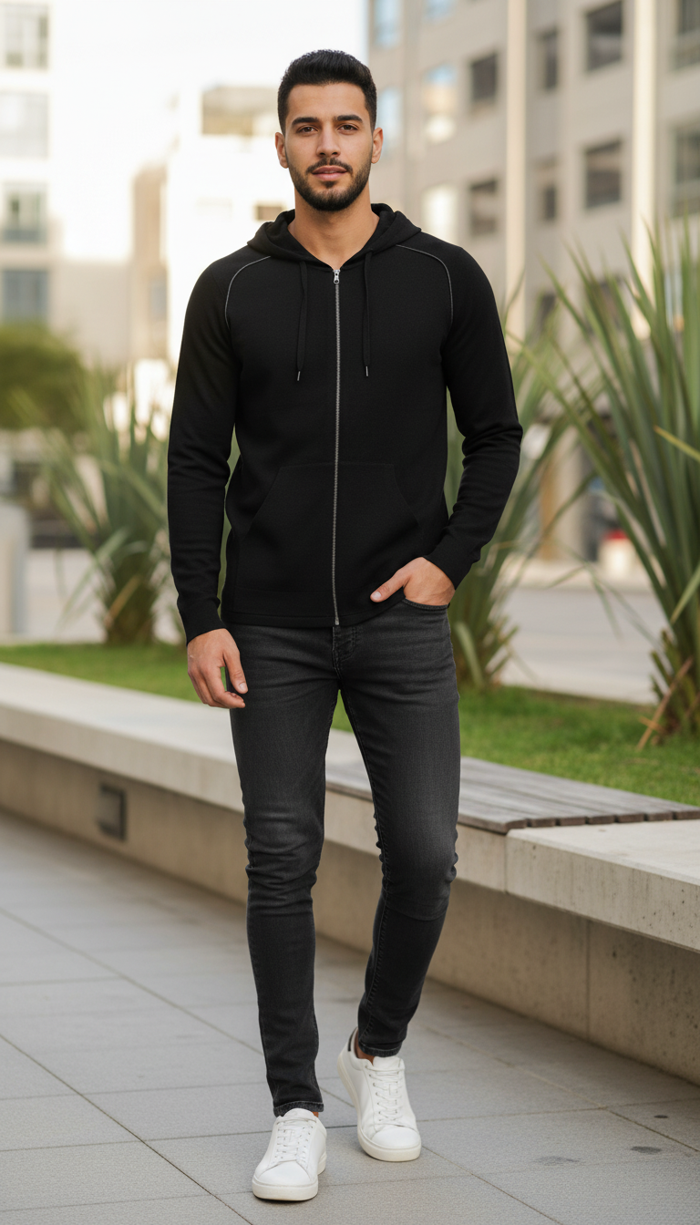 🖤 Hoodie zippé Sandro 100% laine – Taille S 🧵✨
