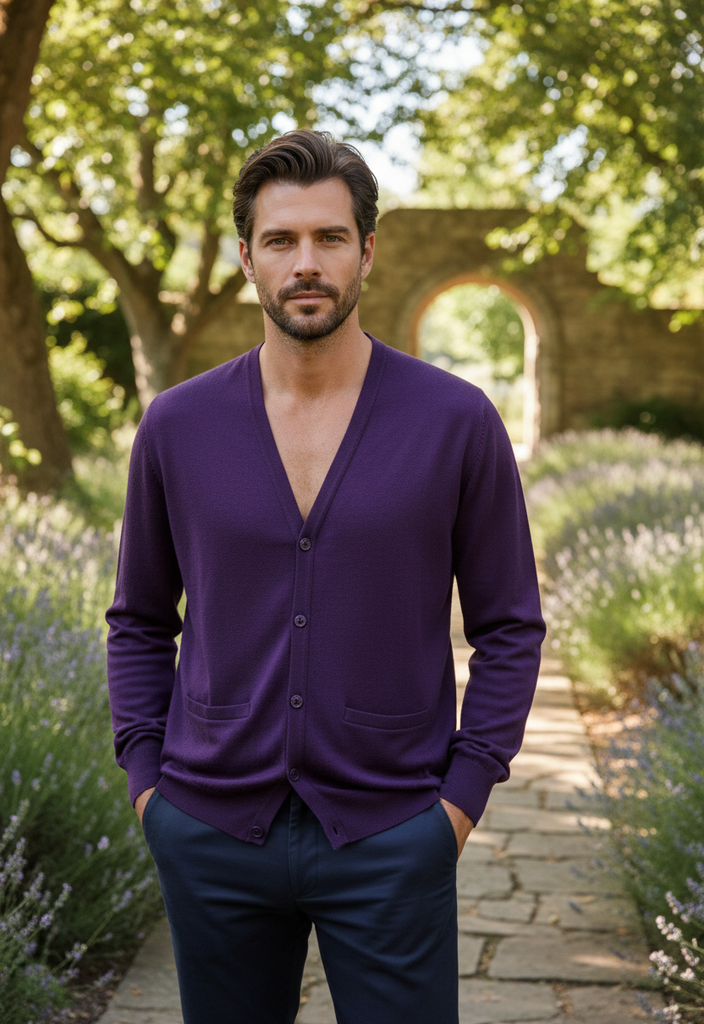 💜 Gilet en Laine Mérinos Violet – Taille L 💜