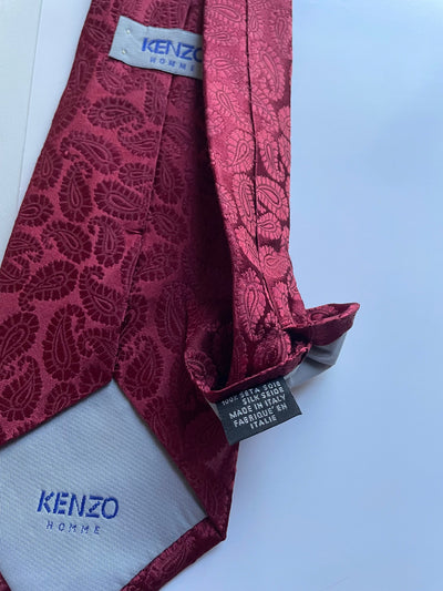 🎀 Cravate bordeaux motif cachemire – 100% soie 🎀