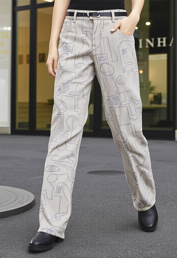 🎨 Pantalon artistique en coton Taille 34  🎨