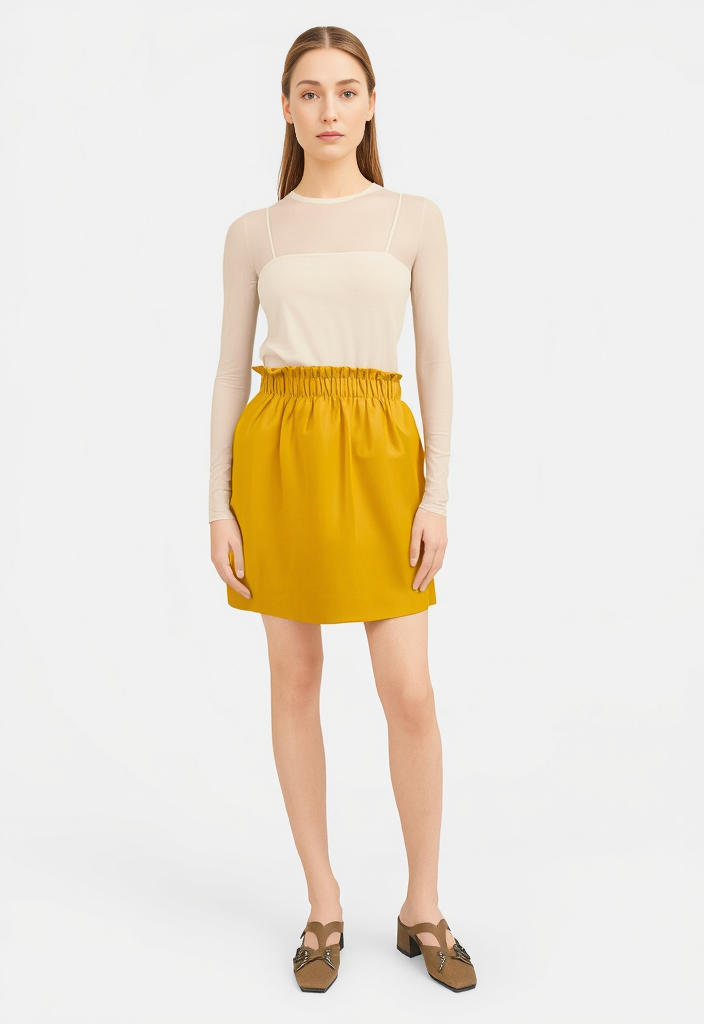 💥 Jupe en cuir vegan jaune Taille 38 💥