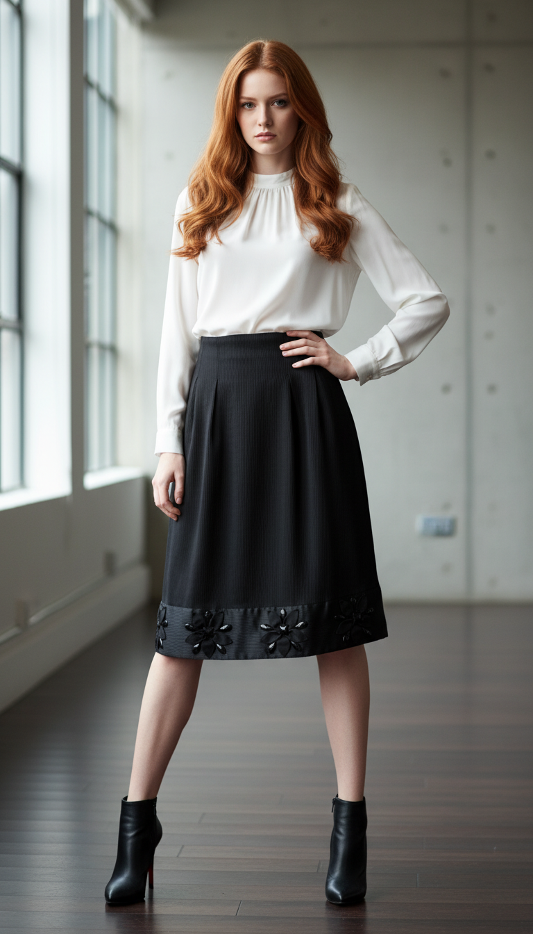 🖤 Jupe noire satinée & sequins Taille 36 ✨