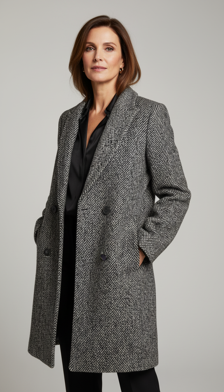 🧥✨ Manteau Chevron en laine – Taille 40