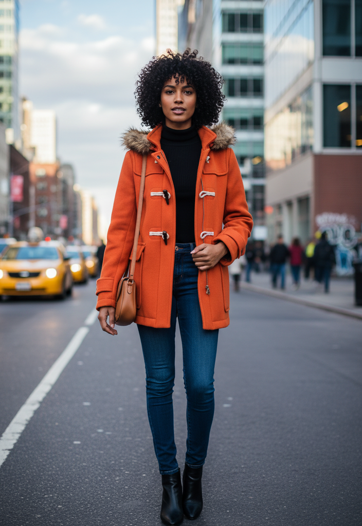 ✨🧡 Duffle Coat Orange – Taille 36 🧡✨