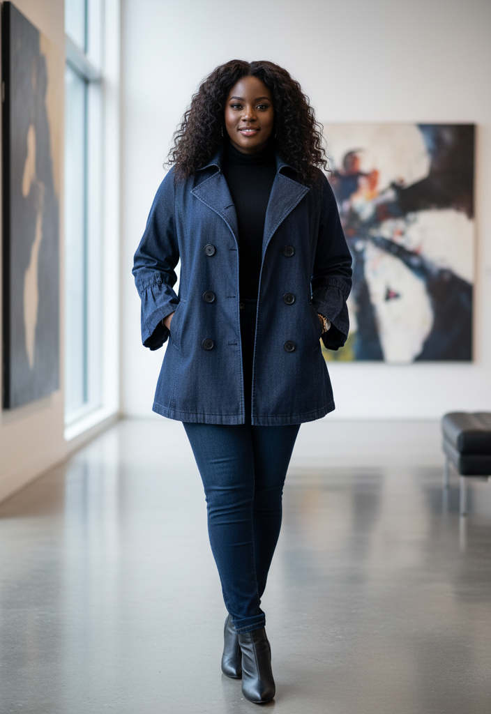✨ Veste trench en denim chic – Taille 42✨