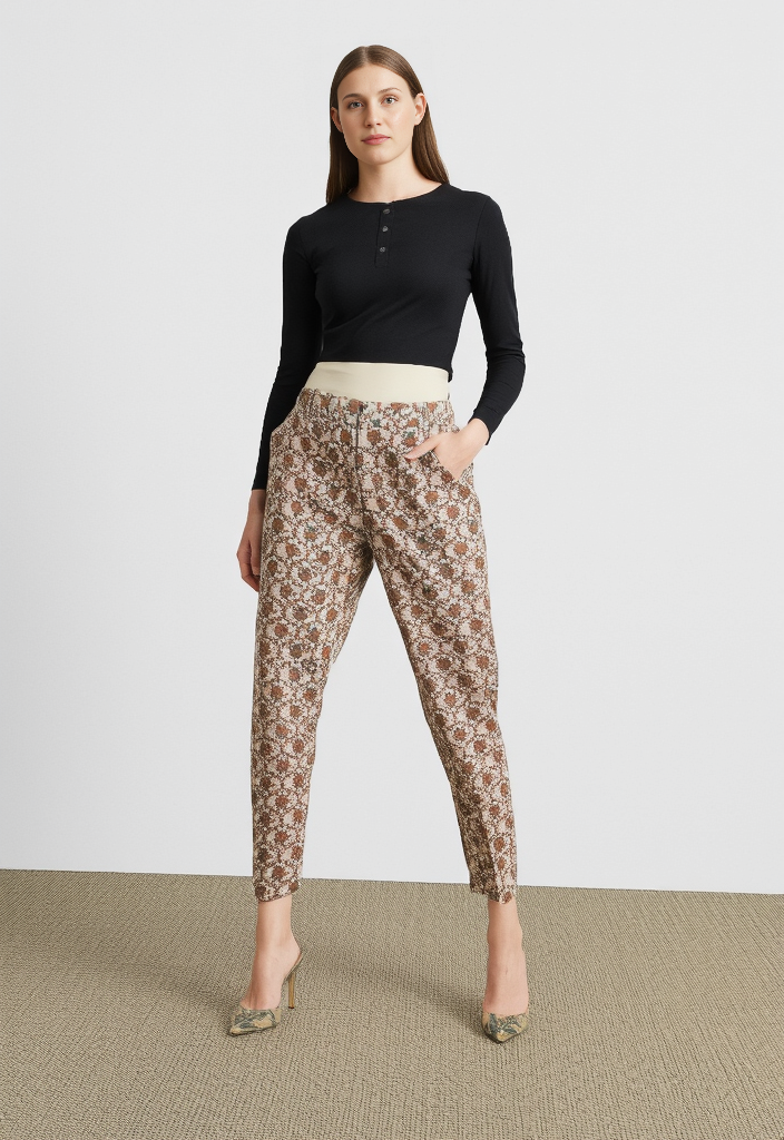 🌼 Pantalon floral brodé et pailleté Taille 38 🌼