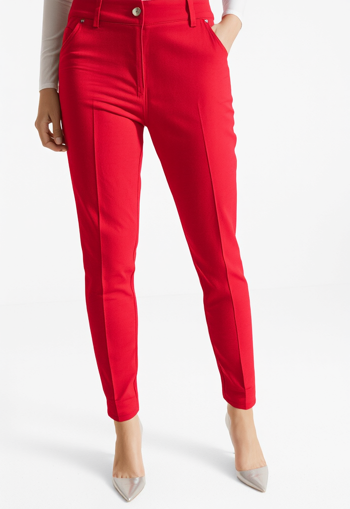 🔴 Pantalon rouge – Coupe droite – Taille 40