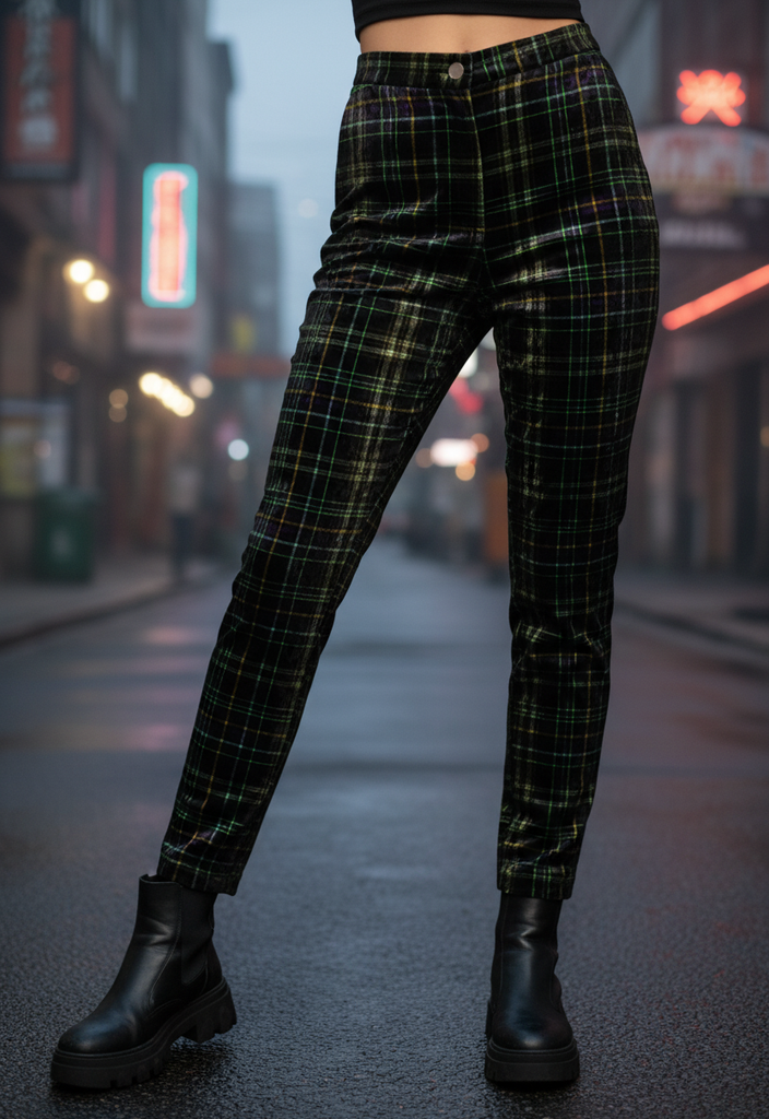 🌟 Pantalon en Velours Écossais Multicolore 0039 Taille 36 🌟